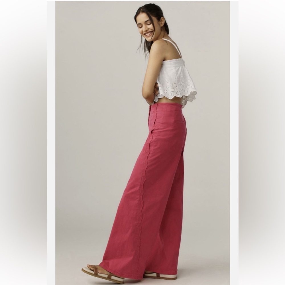 Maeve Scallop Wide-Leg Pants - Size 27 - BNWT
